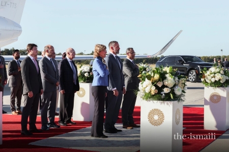 Mawlana Hazar Imam, Mayor Carol McCutcheon, President Al-Karim Alidina, with Prince Aly Muhammad, Prince Hussain and Prince Amyn